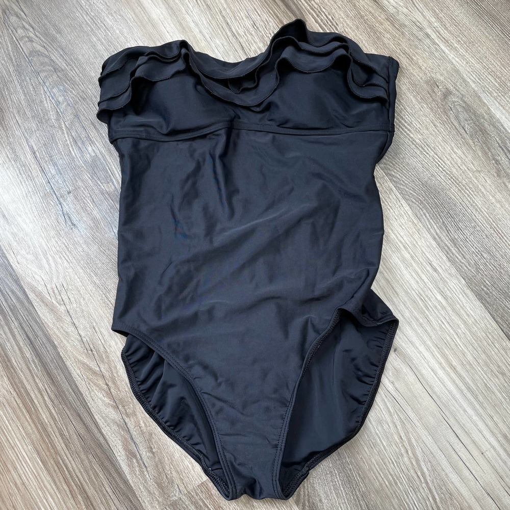 🦋 3/$15 Be Creative Black Ruffled Bodice Bathing Suit